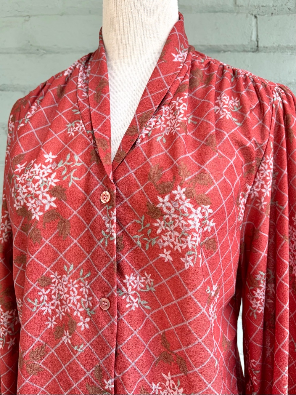 Vintage Floral Button-Front Blouse